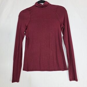 Kit and Ace turtle neck basic stretchy Burgundy Long Sleeve Top